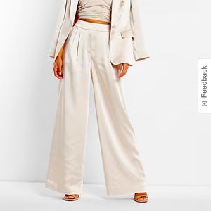 Super High Waisted Satin Pleated Wide Leg Pant - 4R